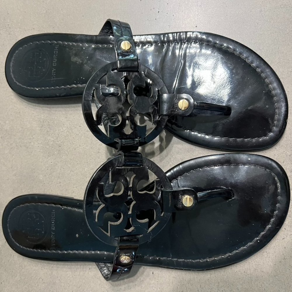 Tory Burch Black Miller patent size 9